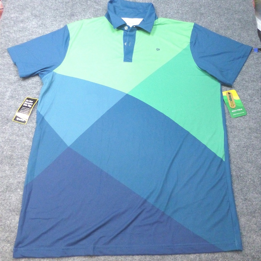 Tipsy Elves Birdie Little Secrets Golf Polo Blue Green Colorblock Mens XL NWT